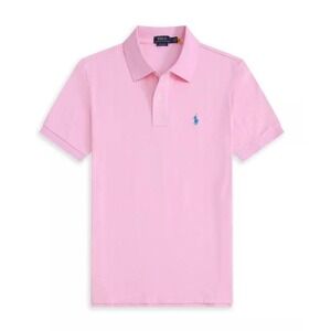Polo Ralph Lauren Men's Pink Lake Blue Custom Fit Mesh Pony Polo Shirt Size XL